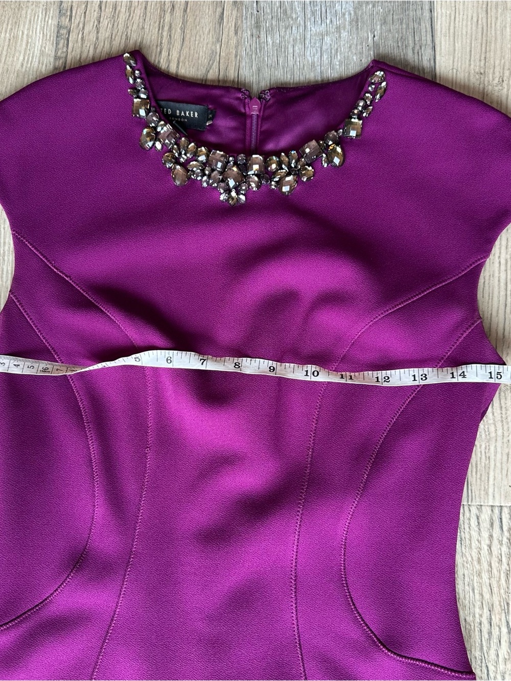 Dardee Ted Baker Jewel-Neck Purple Sheath Dress Size 2 - Picture 5 of 10